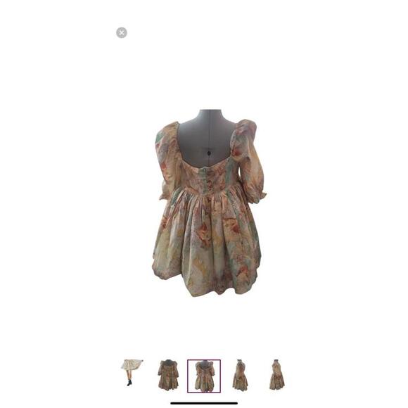 Free People Selkie The Cottage Puff Mucha Babydoll Puff Sleeve Mini Dress Size M - Picture 6 of 13